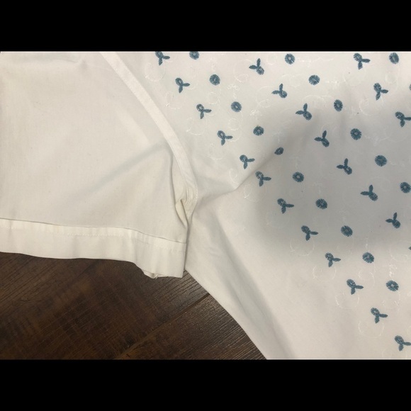 Earl Jean Short Sleeve Button Down Shirt White & Blue Detailing Size Medium - Picture 3 of 5
